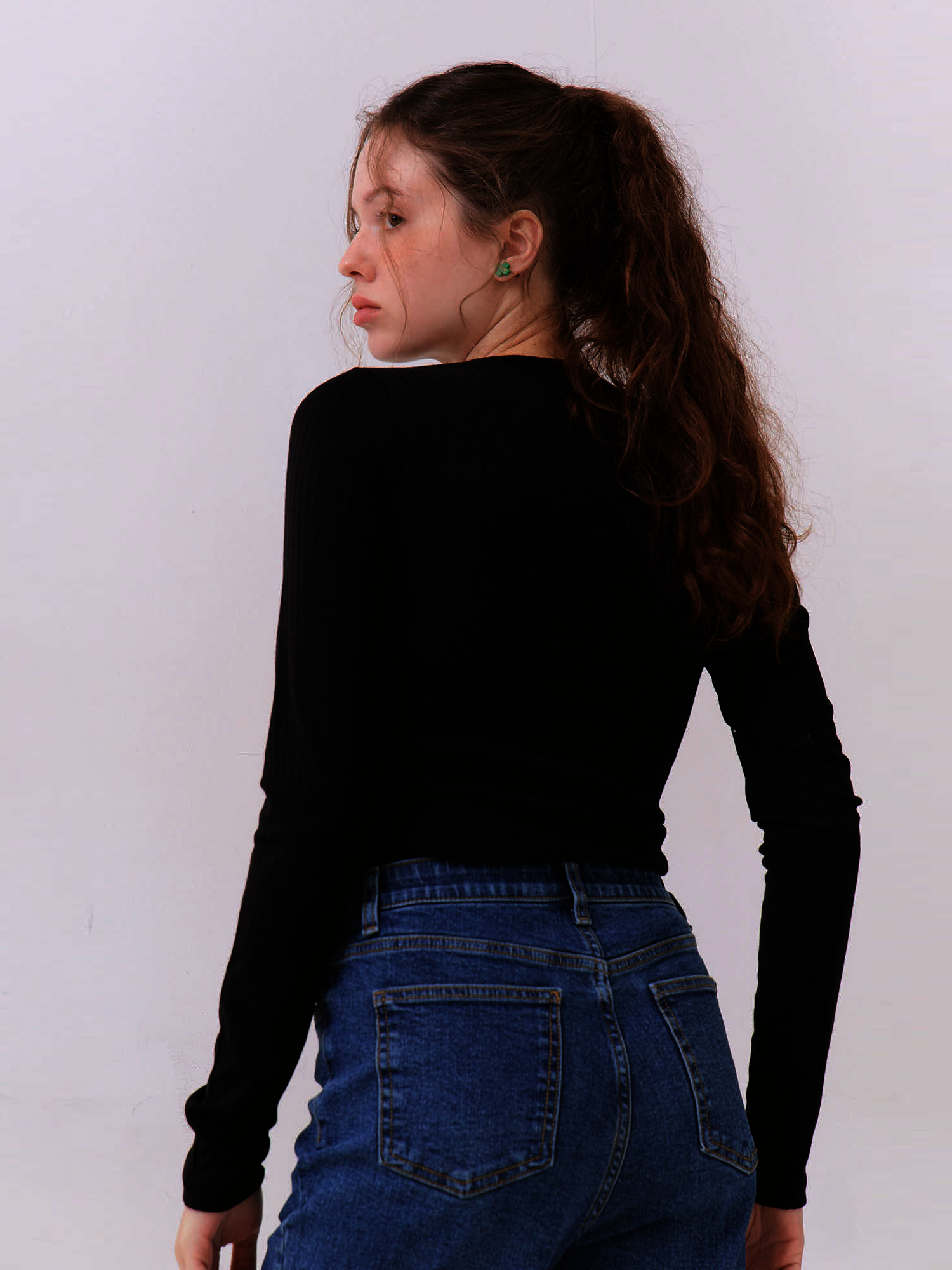 Lina Side Button Top - Midnight Black