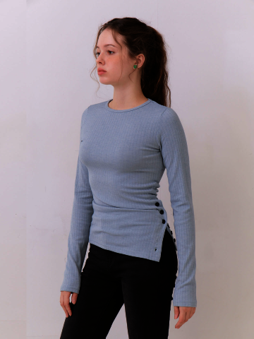 Lina Side Button Top - Winter Sky