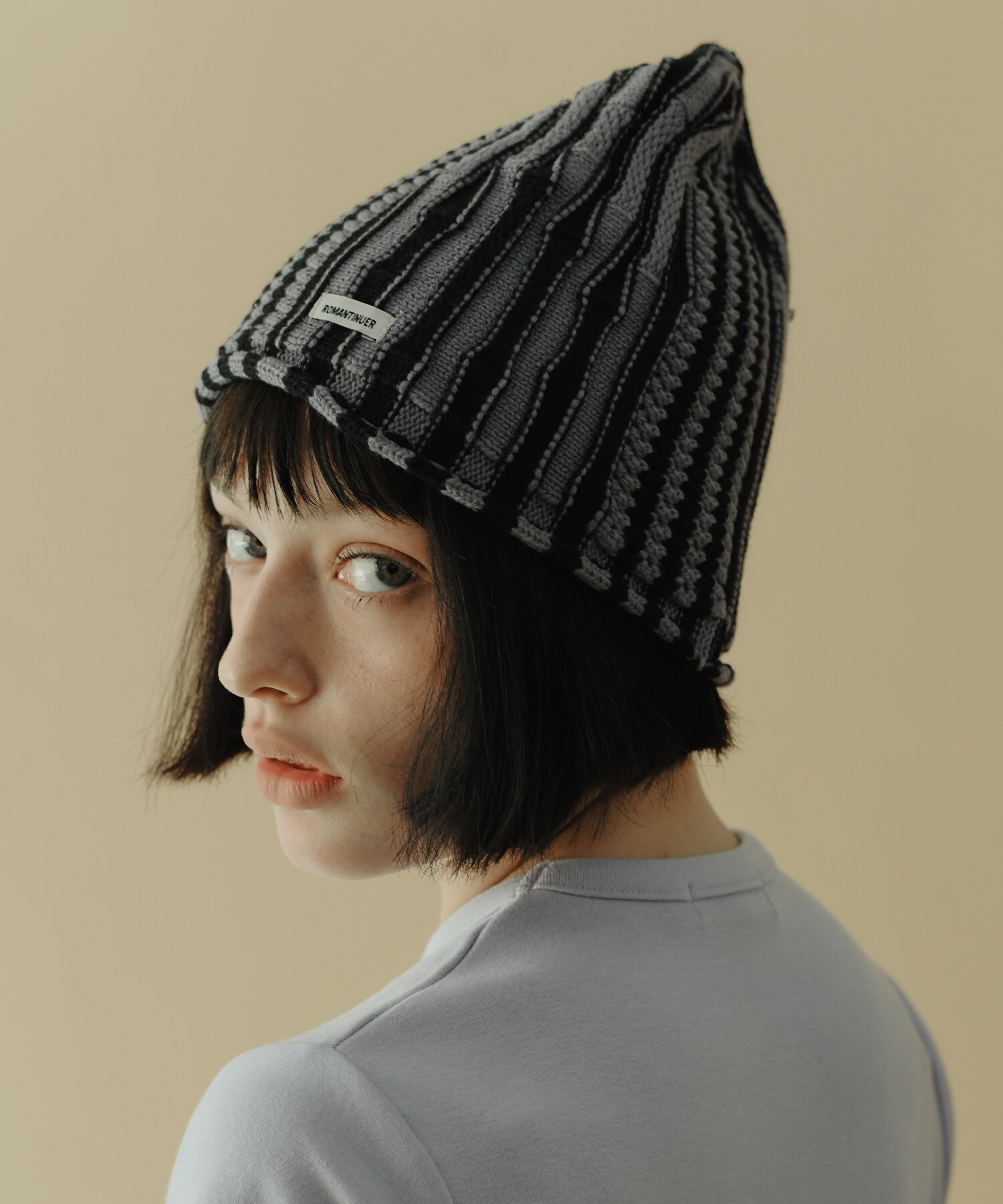 Two-Tone Stripe Beanie (Black)