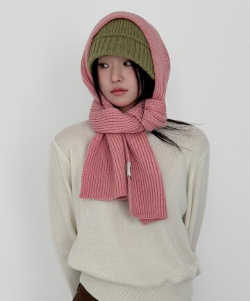 Basic Rib Knit Muffler (Pink)