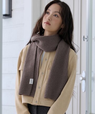 Basic Rib Knit Muffler (Cocoa)
