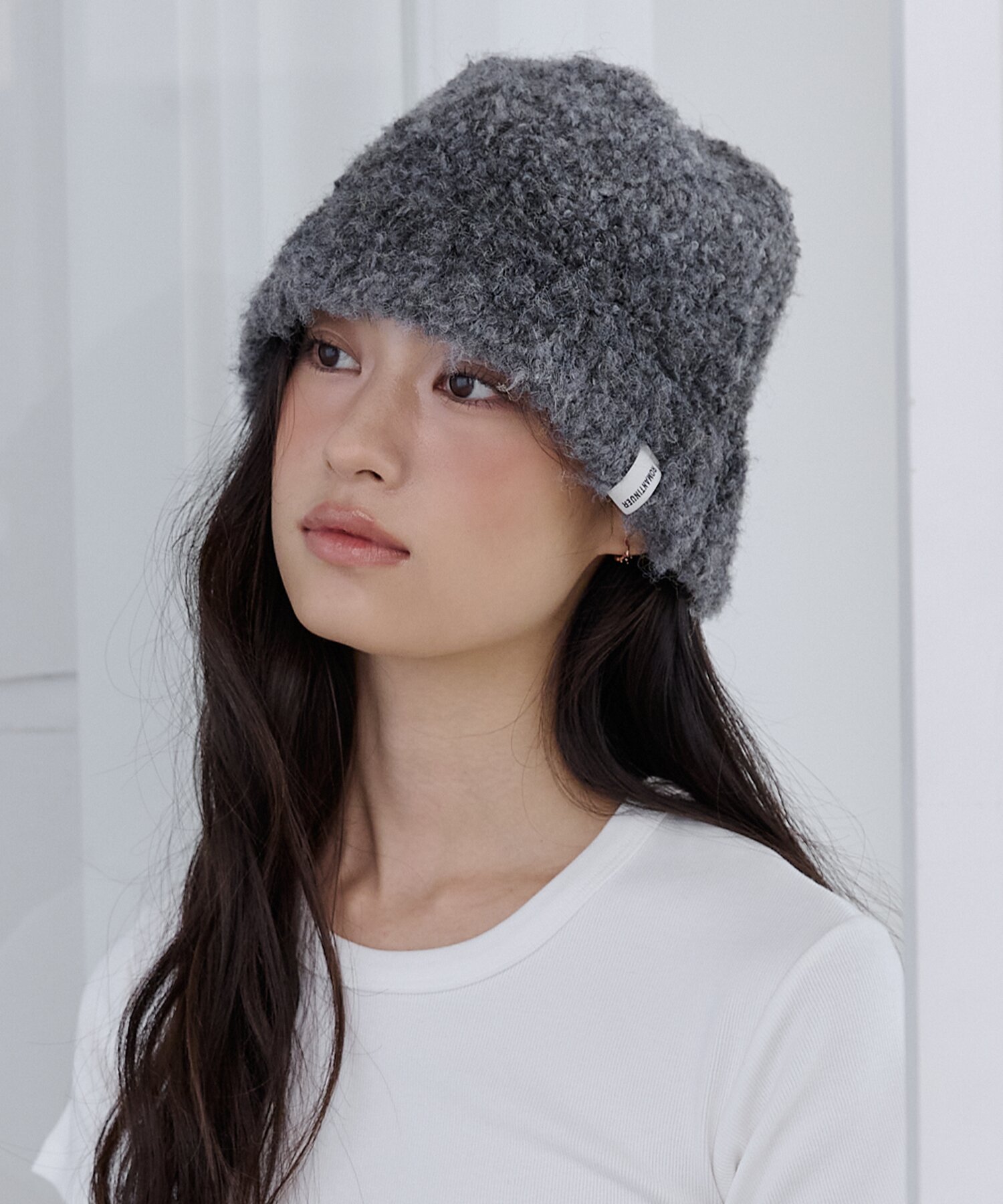 Teddy Boucle Bucket Hat (charcoal)