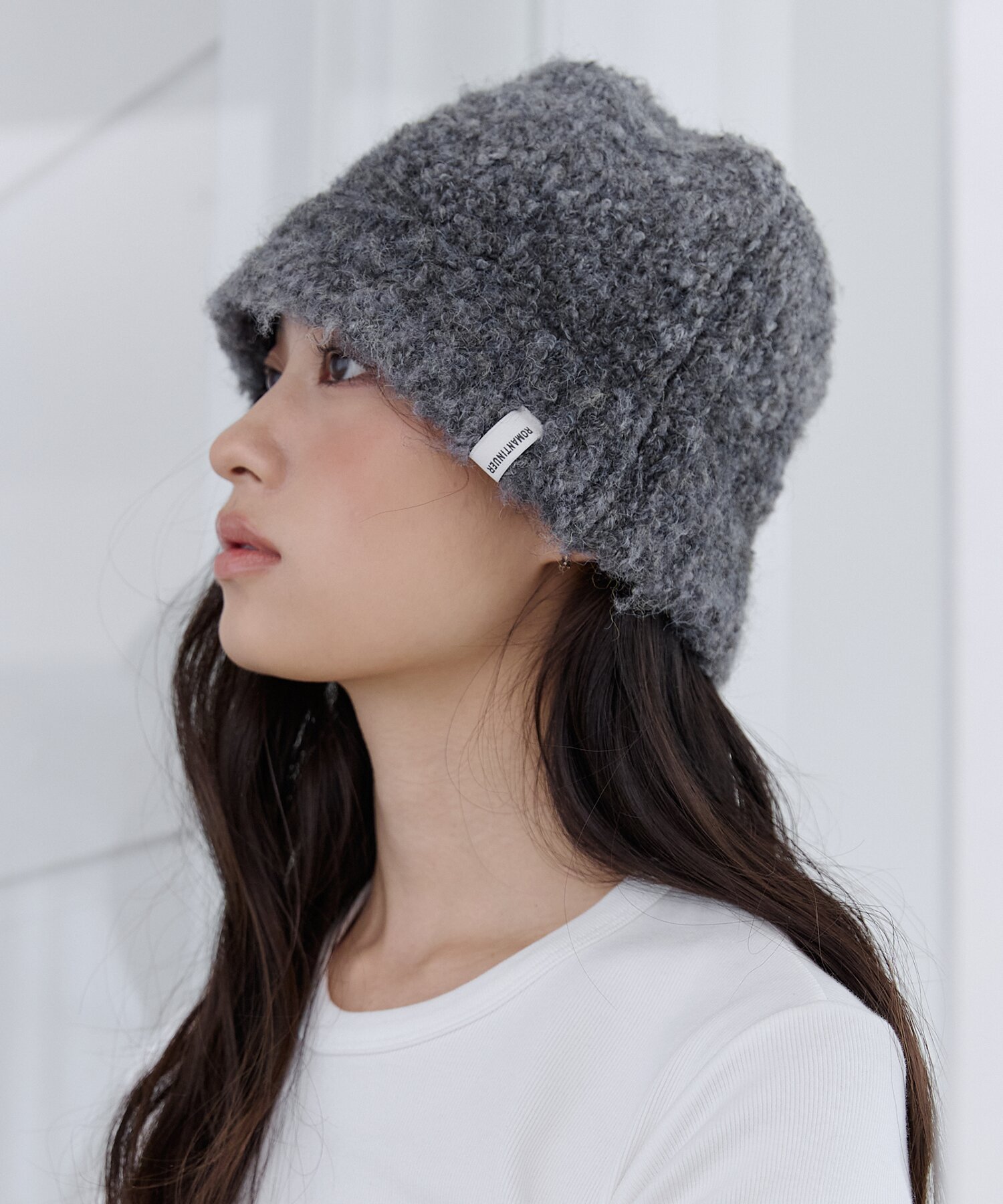 Teddy Boucle Bucket Hat (charcoal)