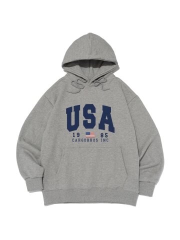 아메리칸 로고 후드 티셔츠 (그레이)