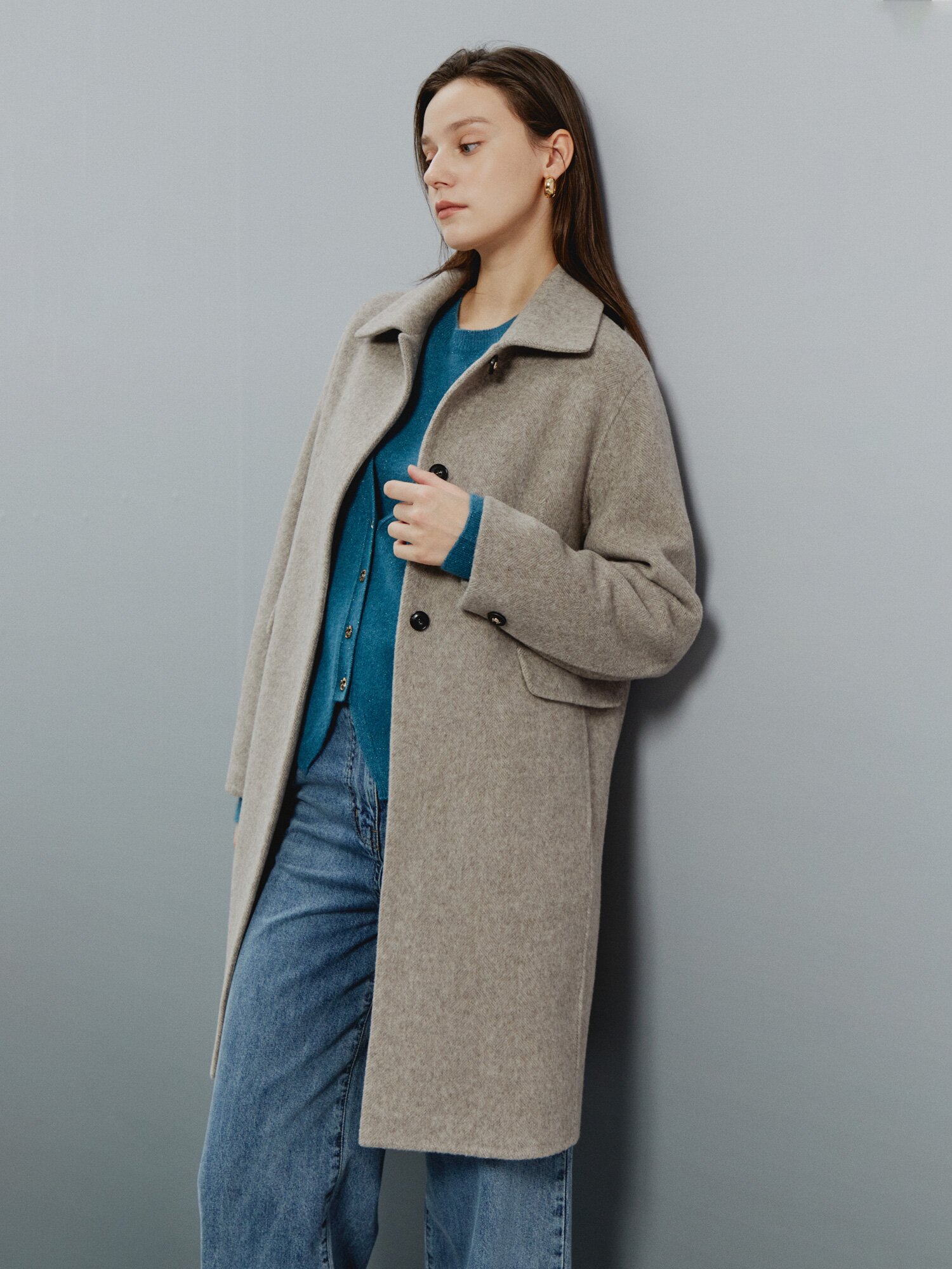 캐시미어 블렌드 이지 코트 (MELANGE BROWN)