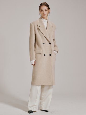 캐시미어 더블버튼 코트 - 라이트 베이지 / Cashmere Double Button Coat - Light Beige
