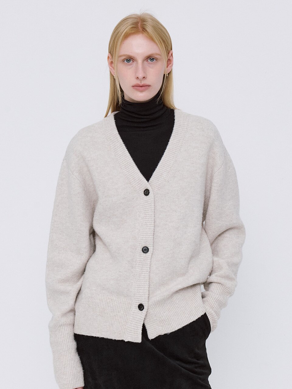 Soft Wool Knit Wrap Cardigan - Beige