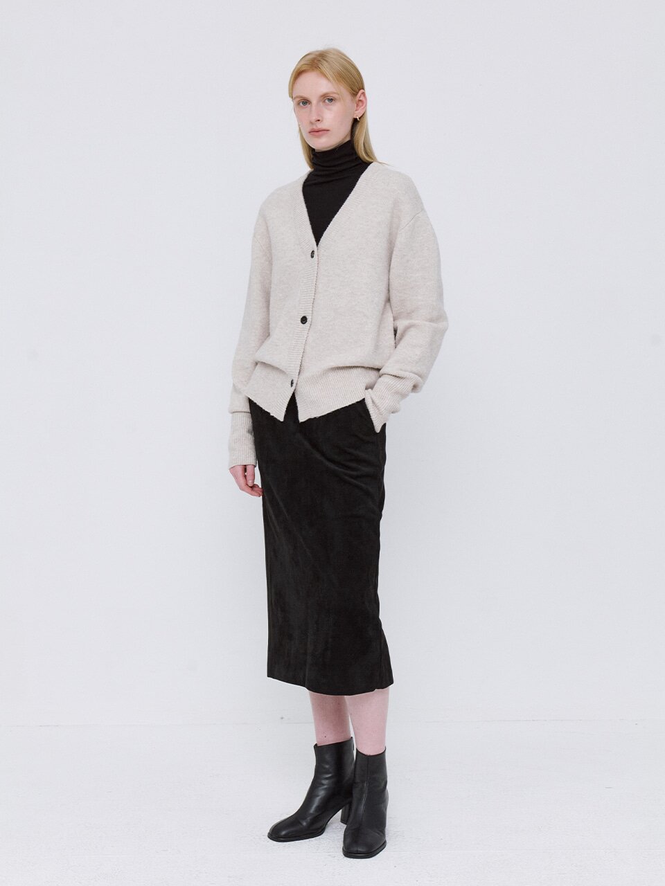 Soft Wool Knit Wrap Cardigan - Beige