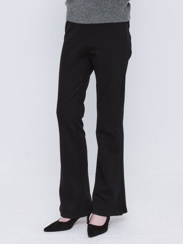 Soft Fleece Semi Bootcut Pants - Black