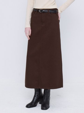Classic Silky Long Skirt - Brown