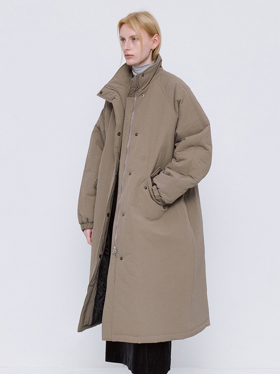 Classic Soft Long Padding Coat - KhakiBeige