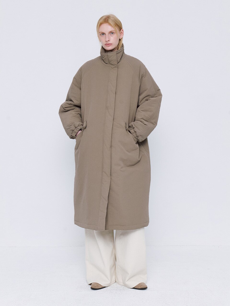 Classic Soft Long Padding Coat - KhakiBeige