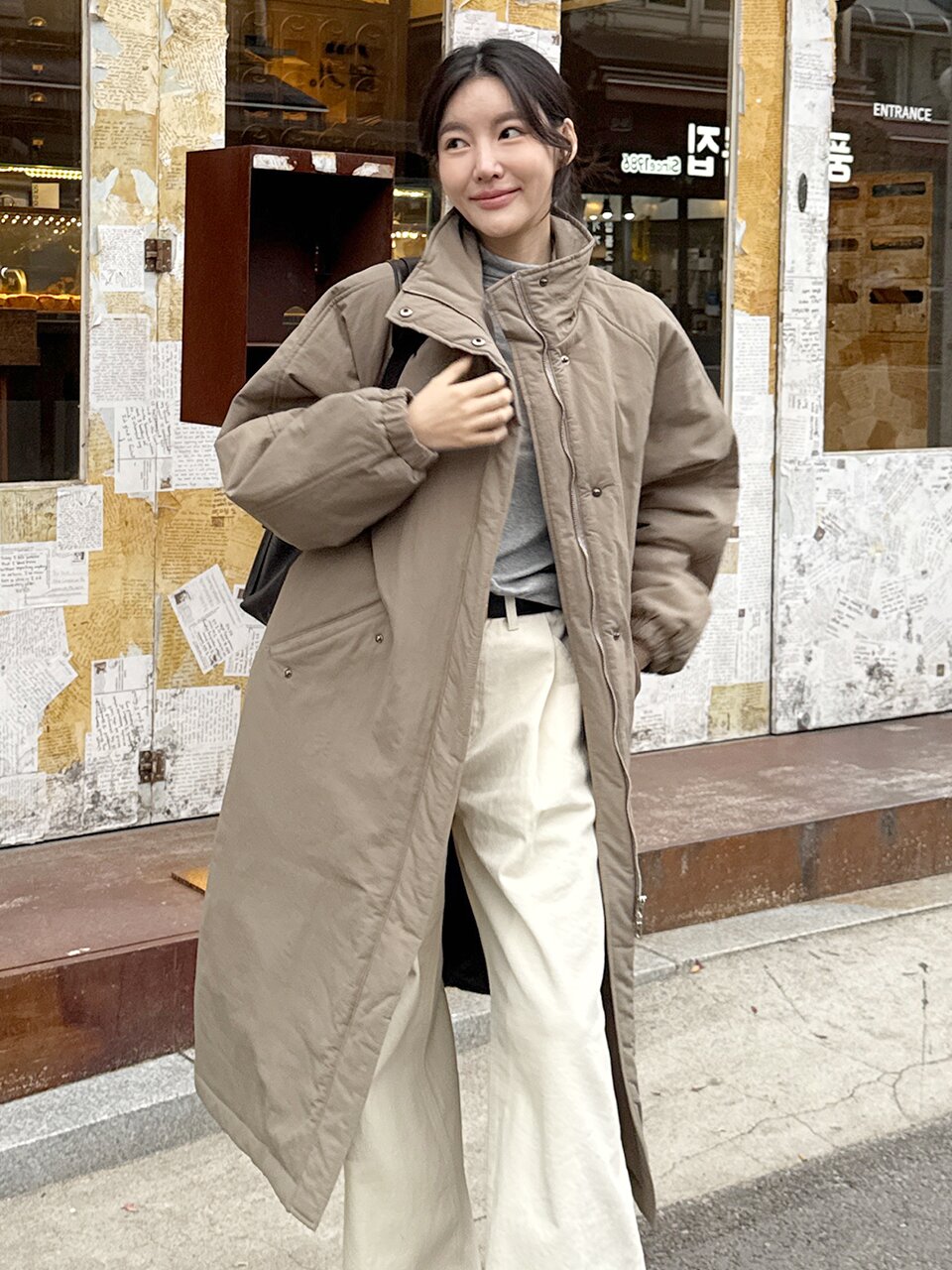 Classic Soft Long Padding Coat - KhakiBeige