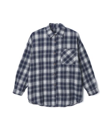 여성 오버핏 체크 셔츠 (NAVY) (HB9LS51)