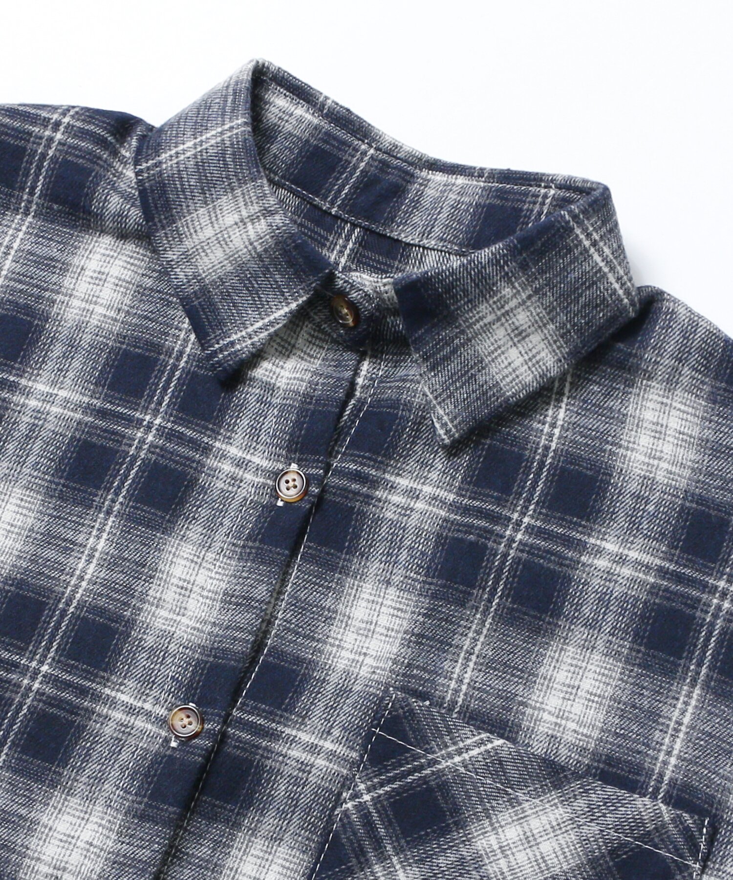 여성 오버핏 체크 셔츠 (NAVY) (HB9LS51)