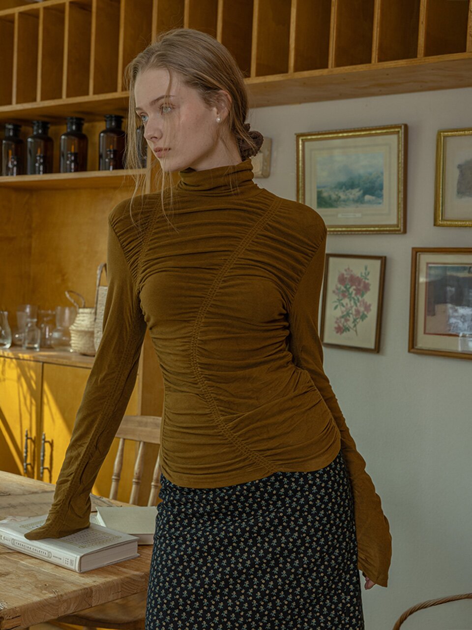 DD_Pleated slim fit top_2color