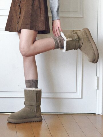 ljh036-1 Warm Belt Mid Boots - 2 Colors