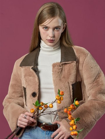 리버시블 밍크 크롭 단추 무스탕 자켓 [Brown] 프리미엄 FR ver.