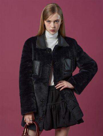 리버시블 밍크 방한 롱무스탕 자켓 [All_Black] 벨트탈부착 FR ver.