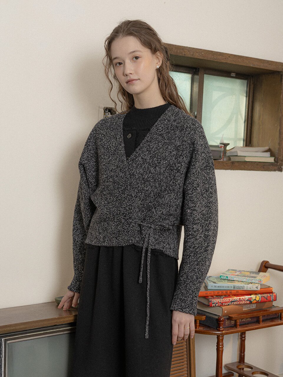PM_Polka dot pattern waist knit top_2color