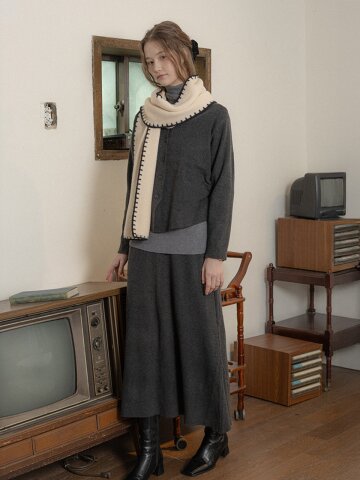 PM_Winter sensual knit cardigan and skirt set_CHARCOAL
