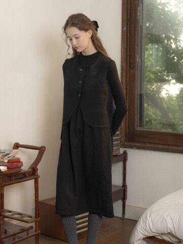 PM_Crew neck knit vest and skirt set_2color