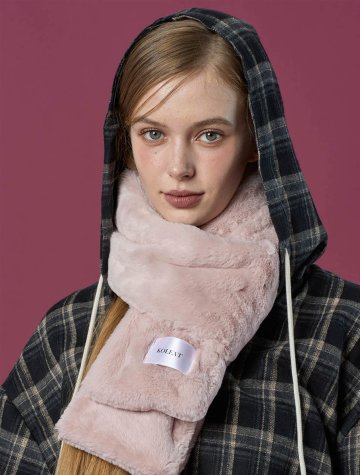 WOMEN 데일리 웜 히팅 퍼 목도리 [PINK] 겨울 머플러 ver.