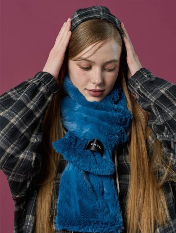 WOMEN 데일리 웜 히팅 퍼 목도리 [BLUE] 겨울 머플러 ver.