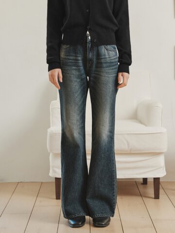 워싱 부츠컷 데님 팬츠 / 인디고