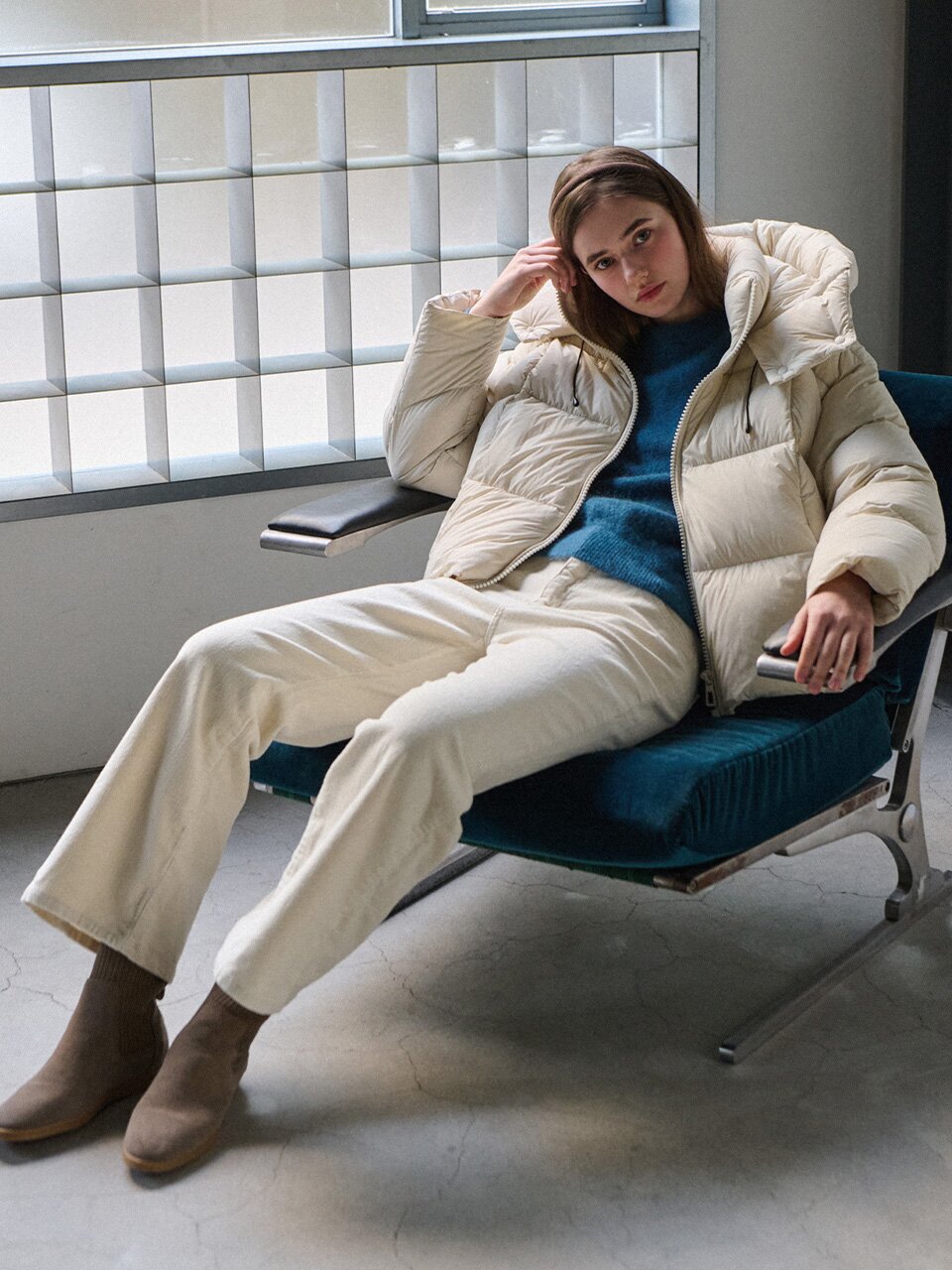 [한정수량] Duck down hood puffer - Ivory