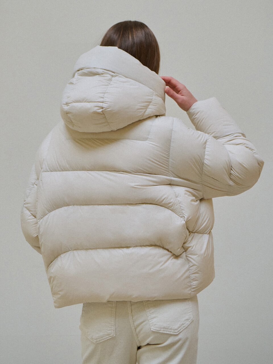 [한정수량] Duck down hood puffer - Ivory