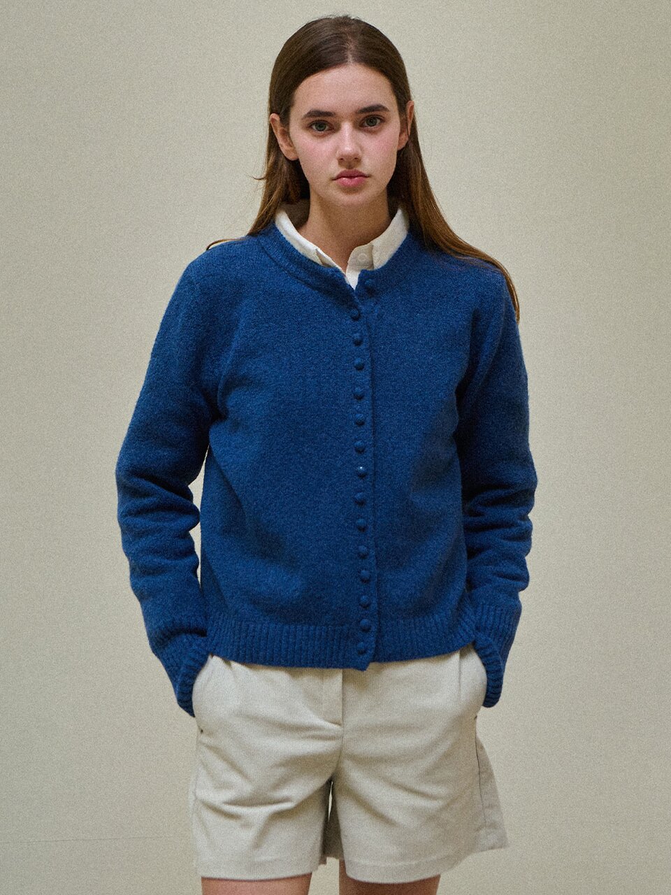 Bean button wool knit cardign_5 Colors
