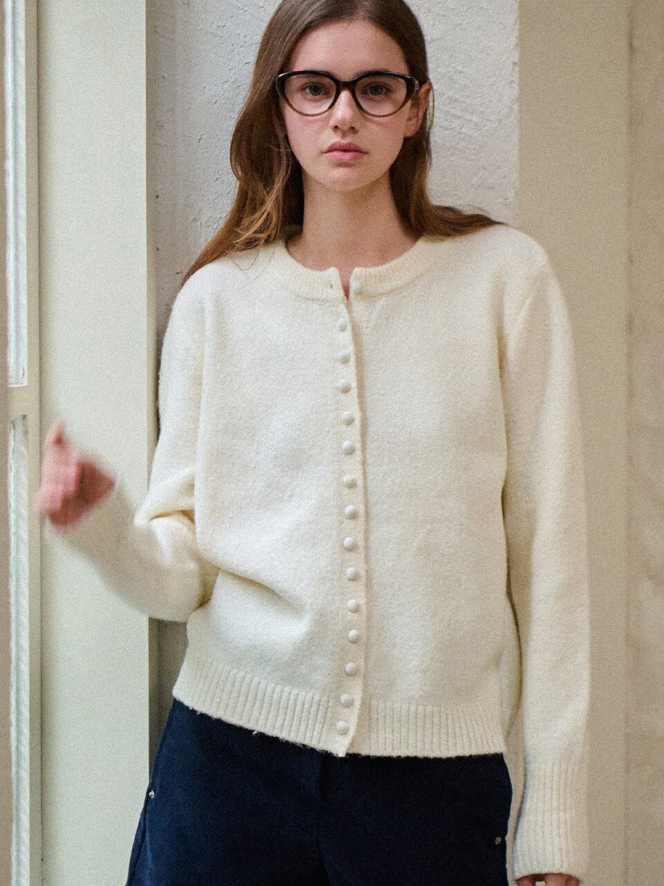 Bean button wool knit cardign_5 Colors