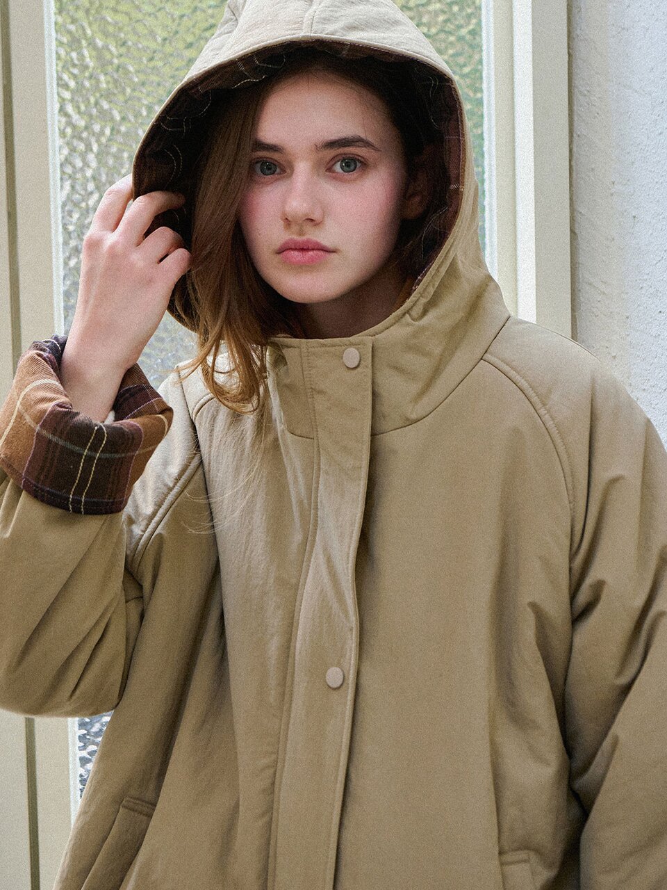 [7차][색상추가] Check hooded long padding_3 Colors