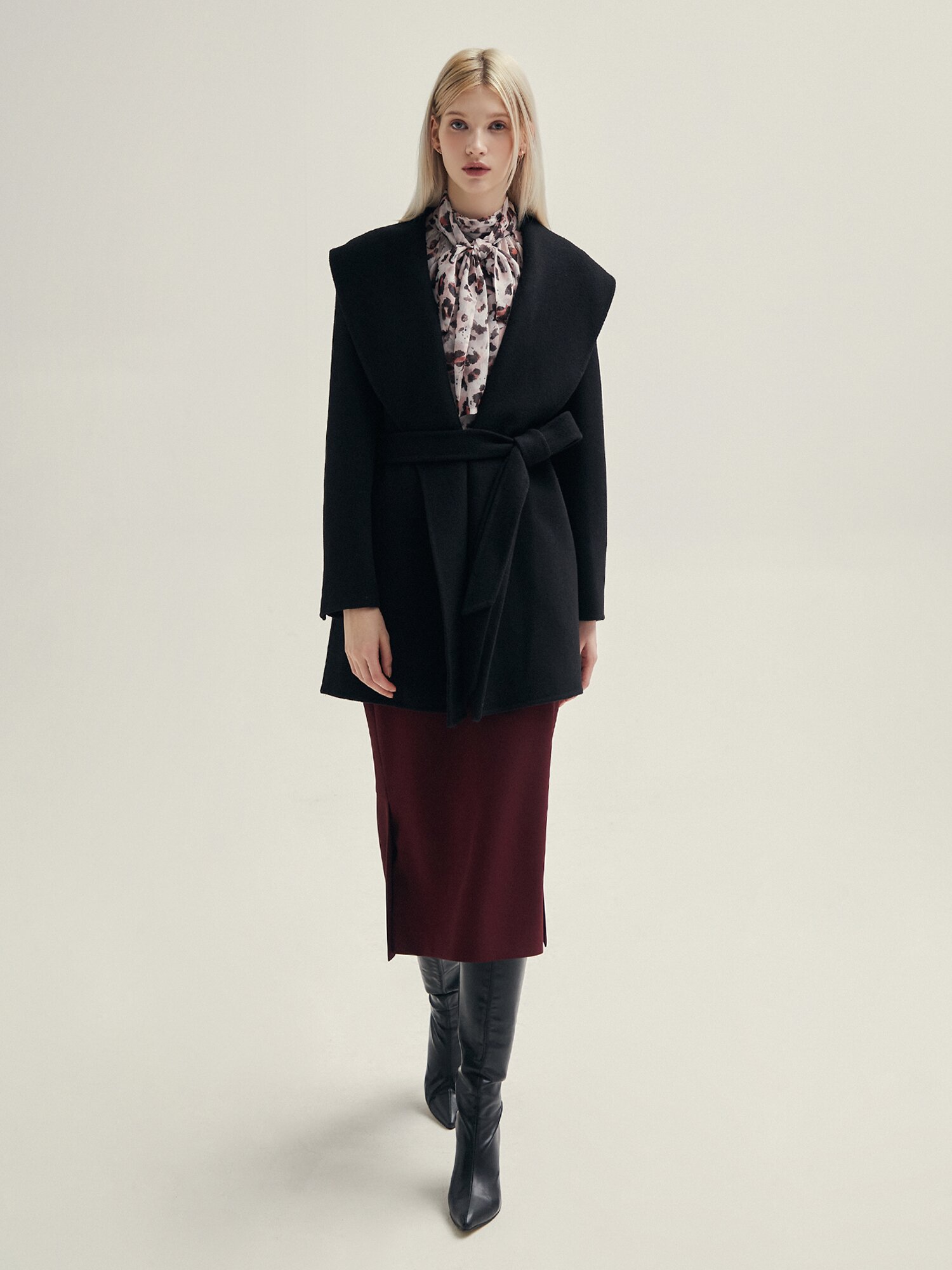 H라인 머메이드 스커트 (BURGUNDY)