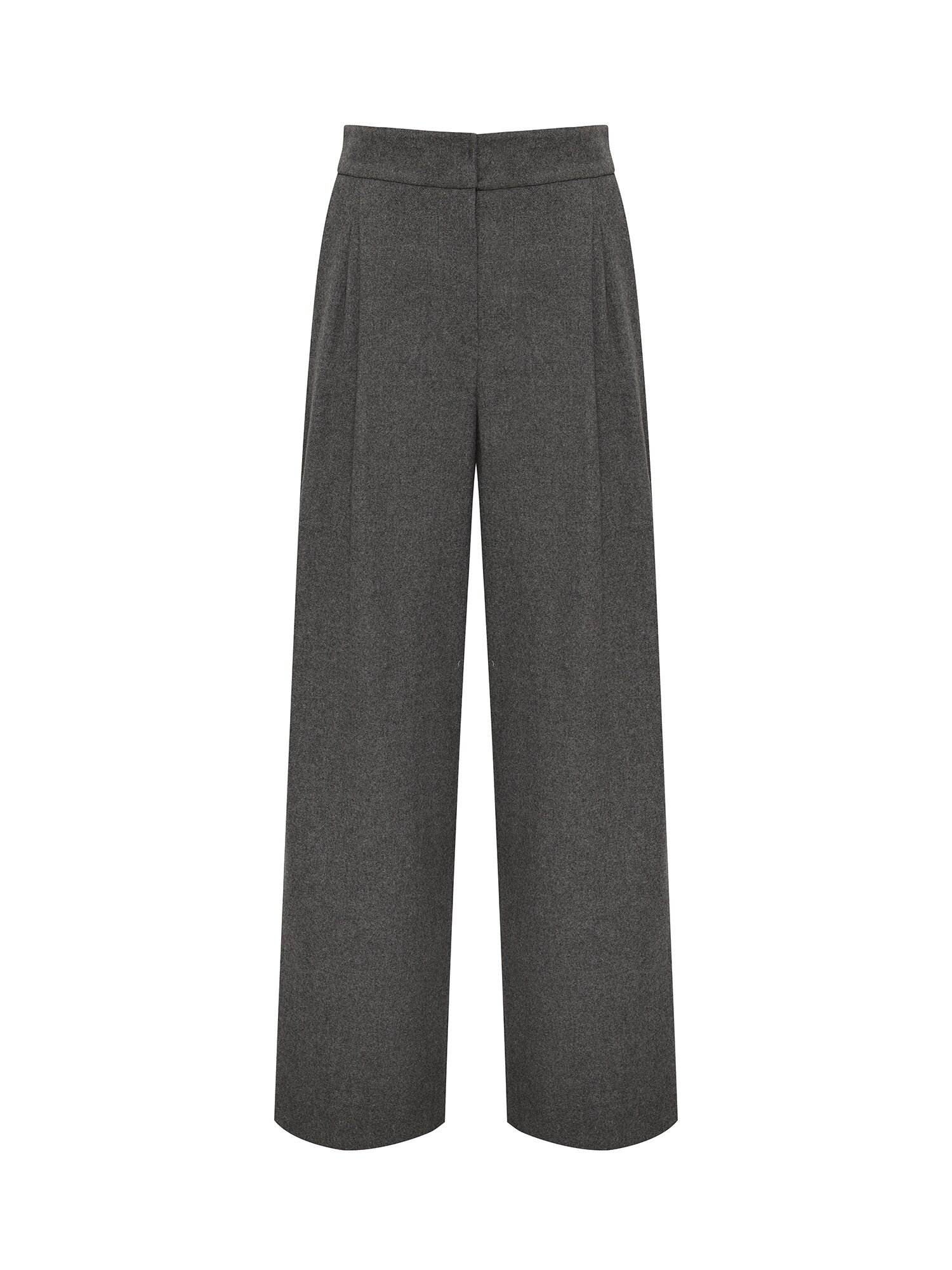 울 투 턱 와이드 슬랙스 팬츠 (GREY)