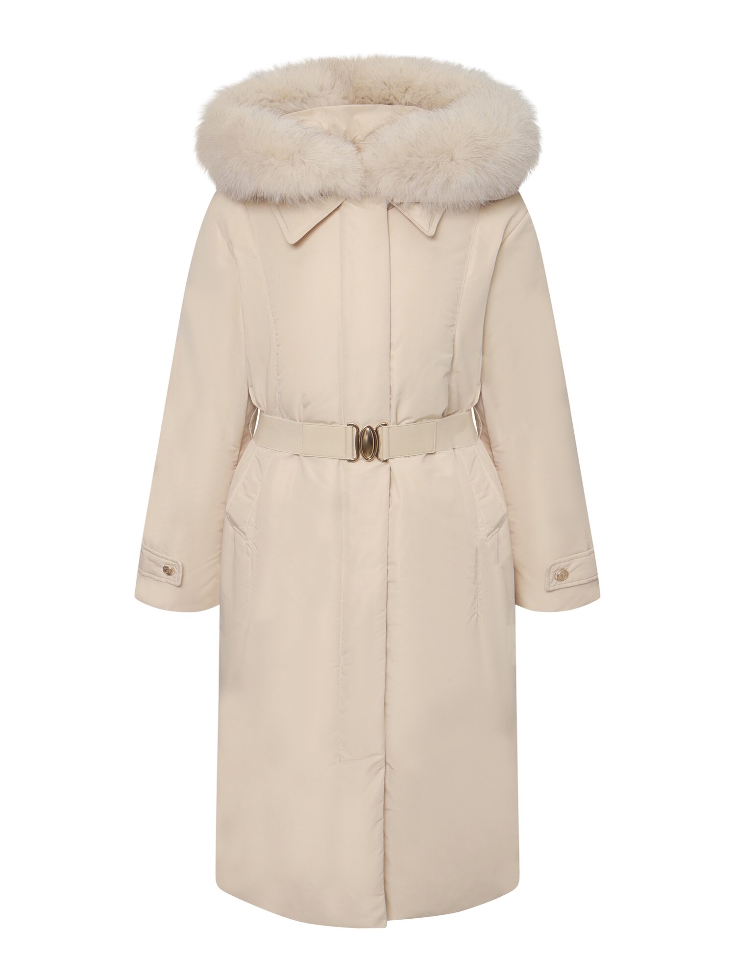 폭스퍼 벨티드 롱 구스다운 점퍼 (BEIGE)