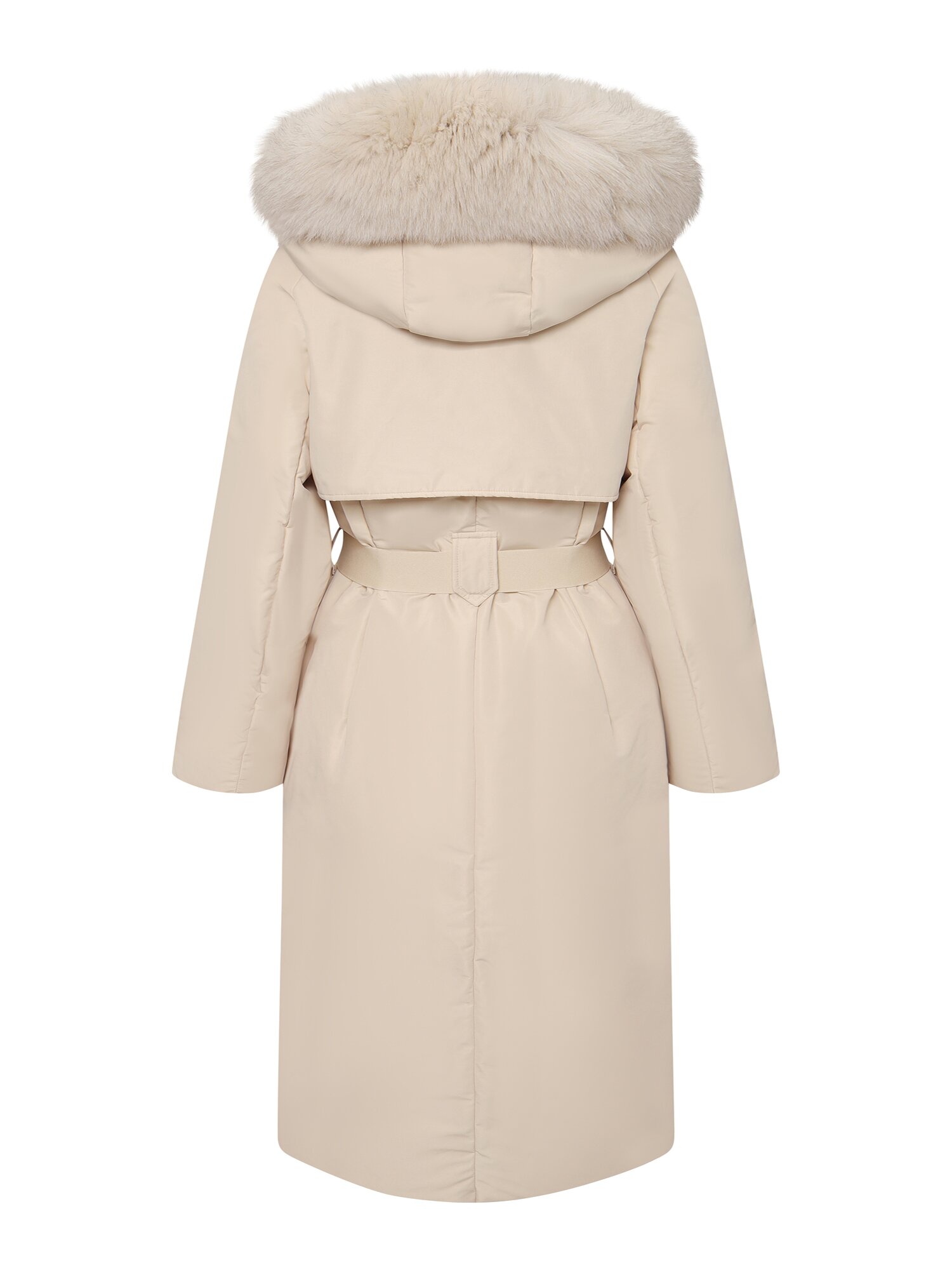 폭스퍼 벨티드 롱 구스다운 점퍼 (BEIGE)