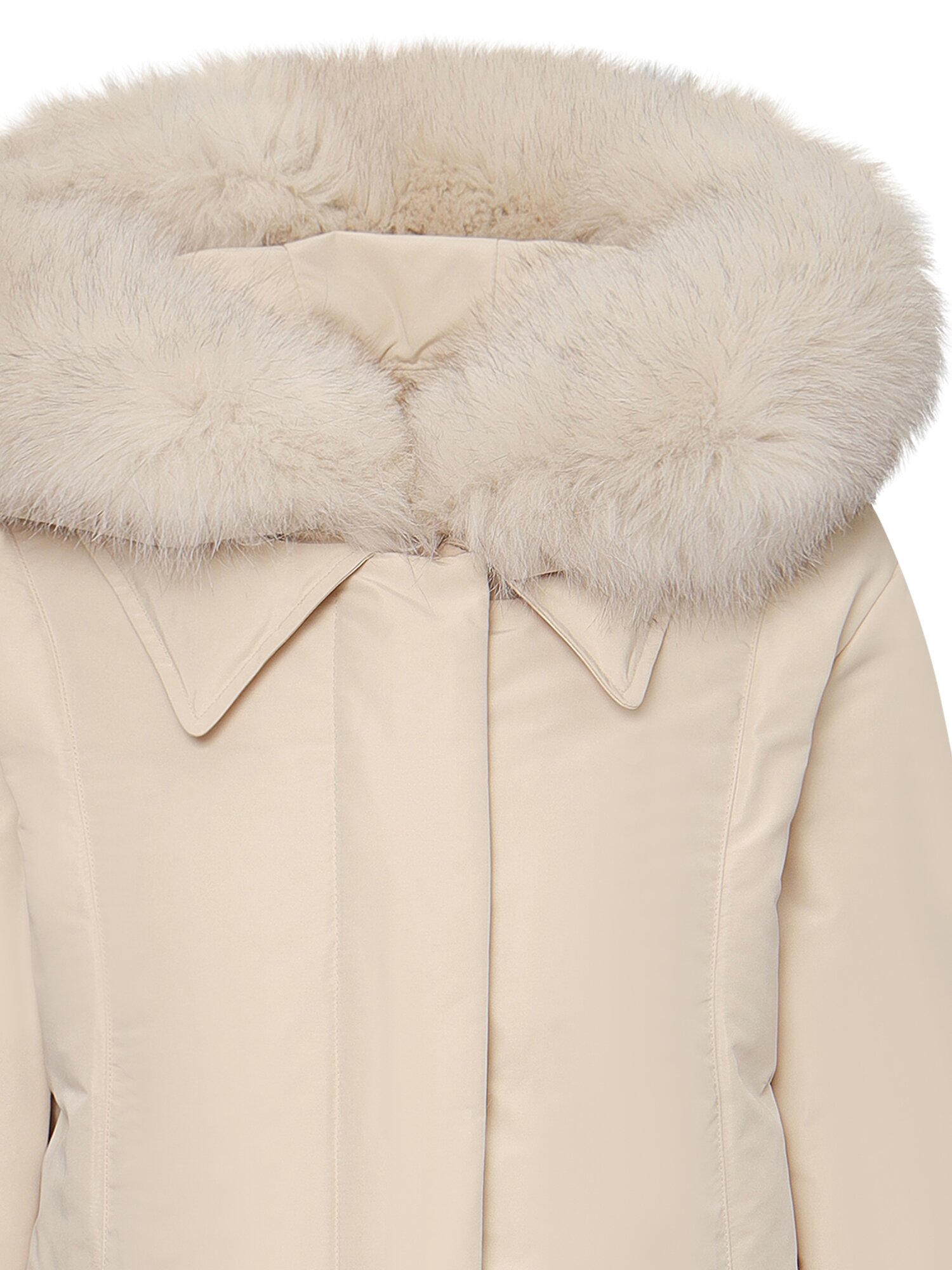 폭스퍼 벨티드 롱 구스다운 점퍼 (BEIGE)