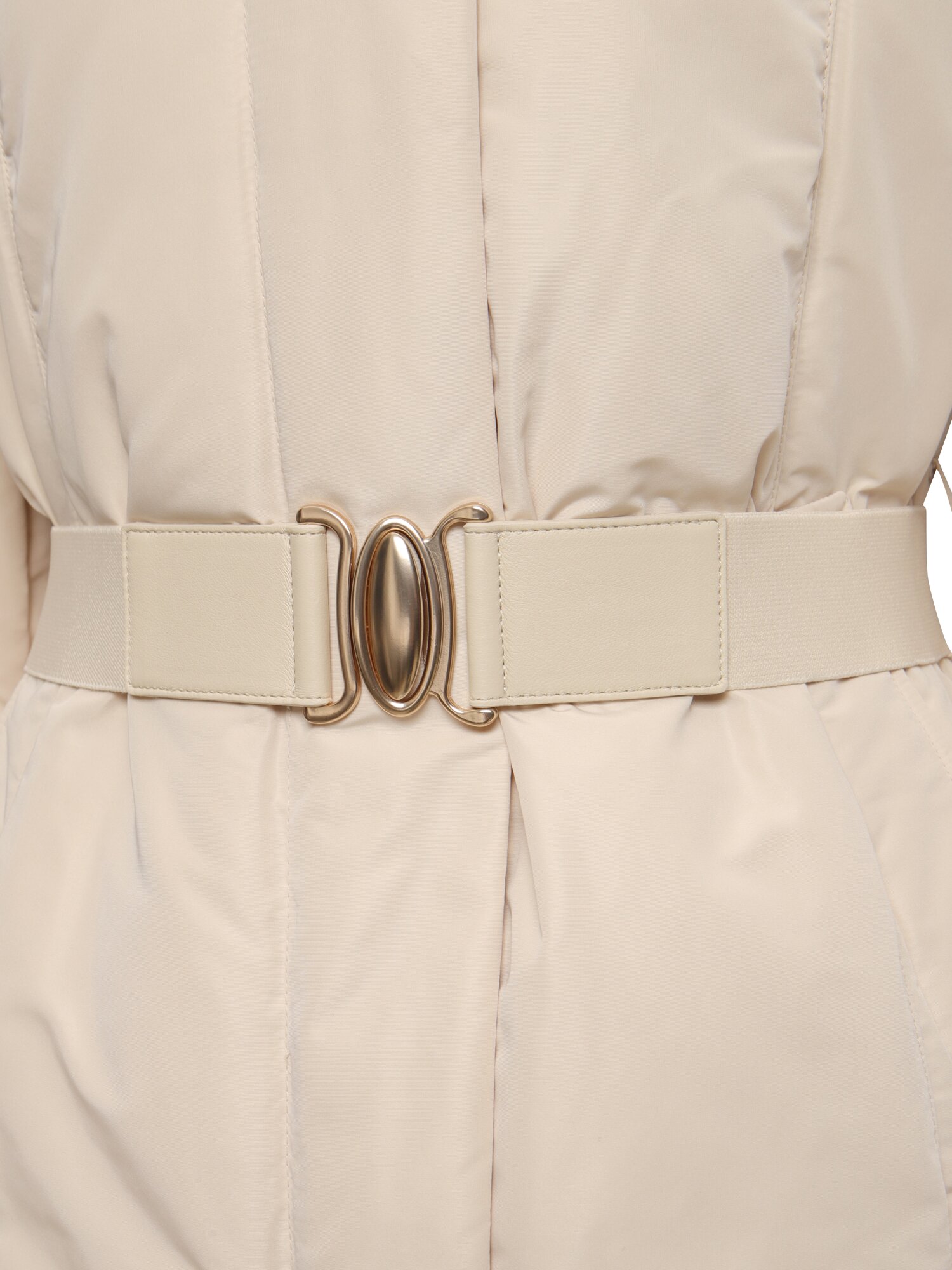 폭스퍼 벨티드 롱 구스다운 점퍼 (BEIGE)