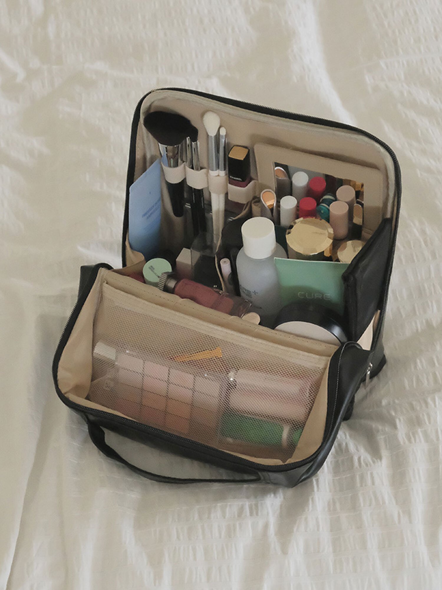 거울포함 캐리어결합 메이크업 파우치