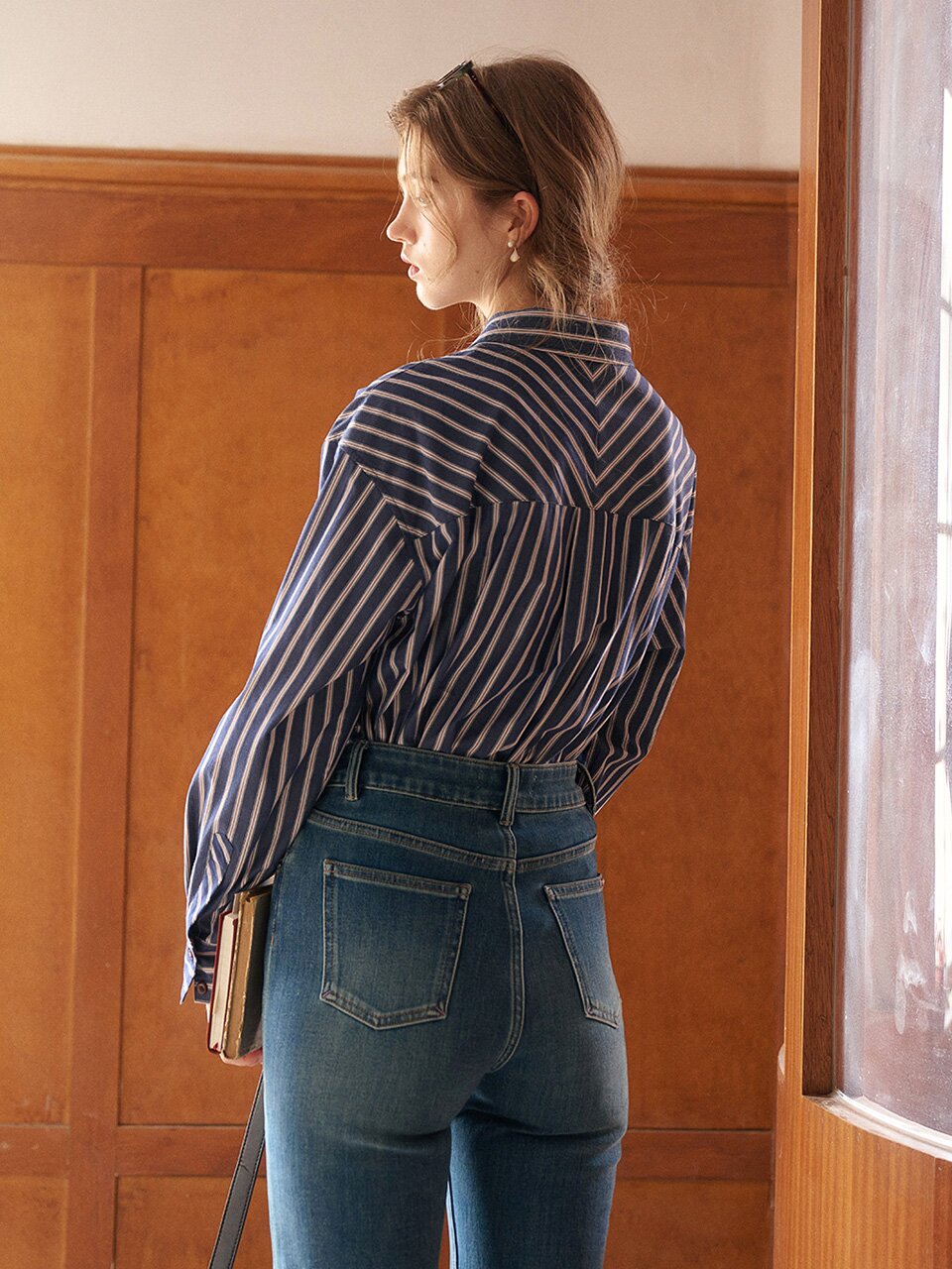 SR_Striped long-sleeved shirt_2color