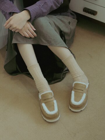 ljh011-5 Fur Line Loafer Mules - 2 Colors