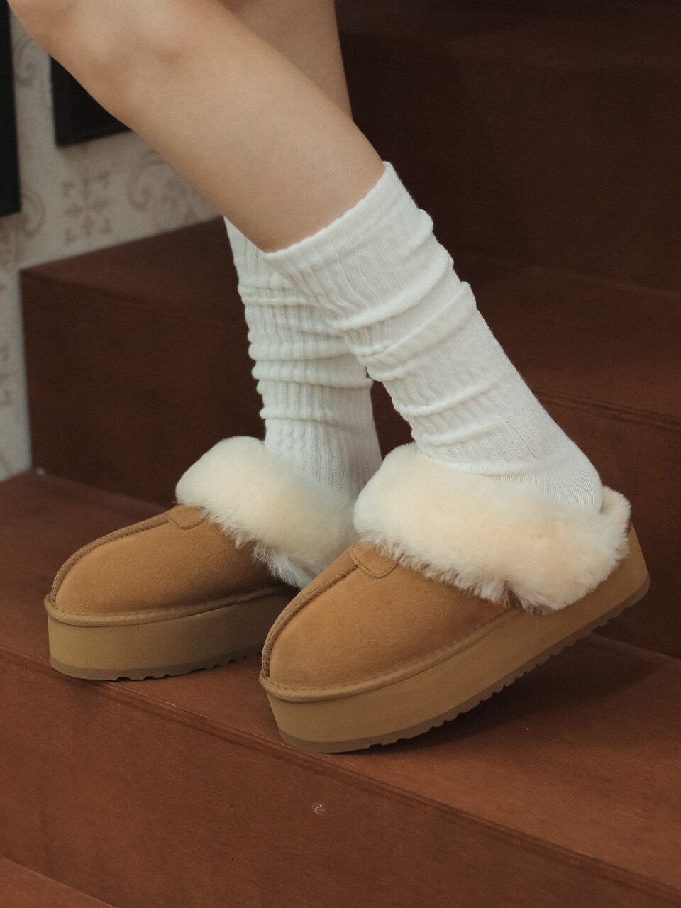 ljh023-1 Fur Platform Mules - 2 Colors