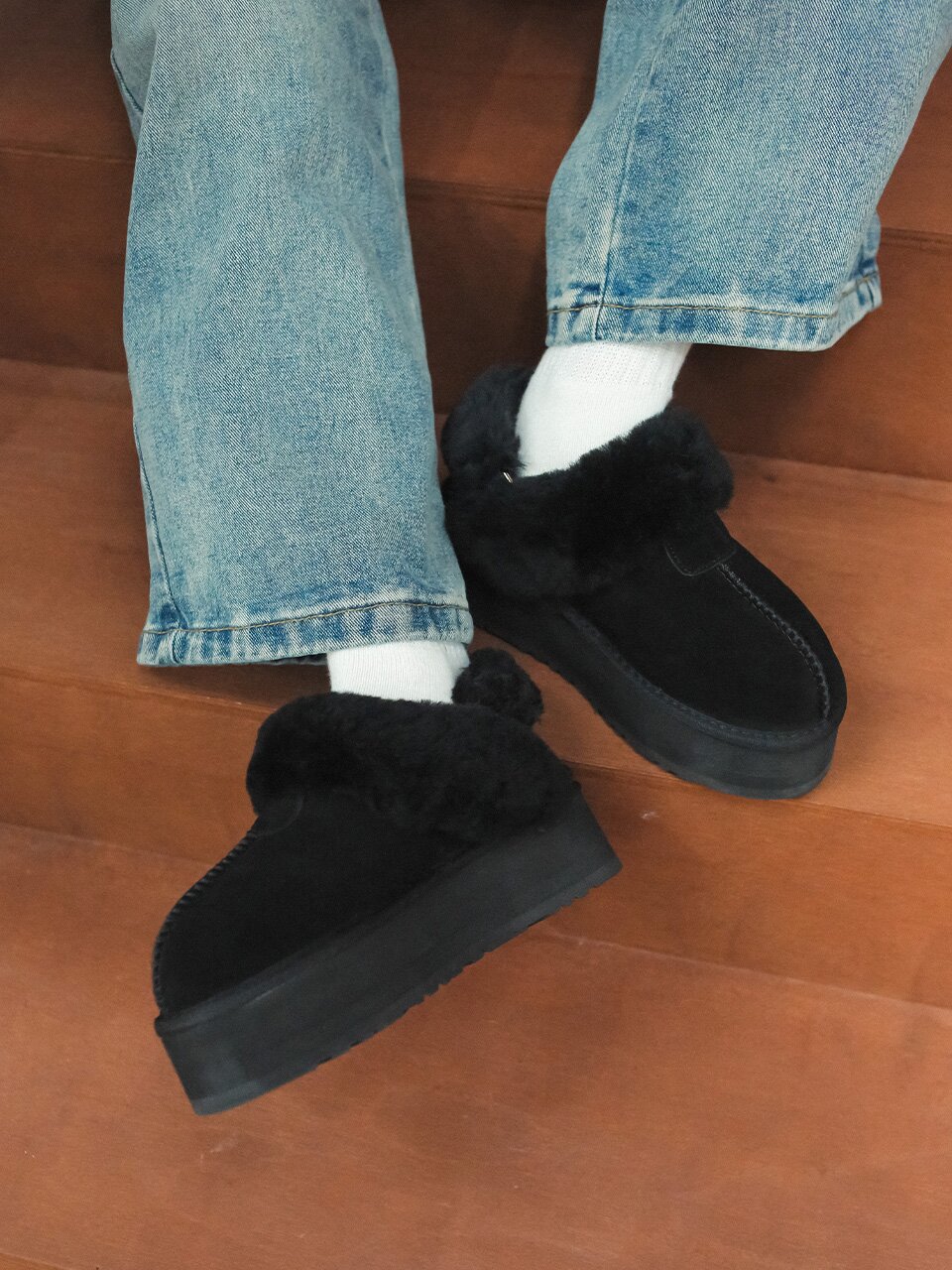 ljh023-1 Fur Platform Mules - 2 Colors