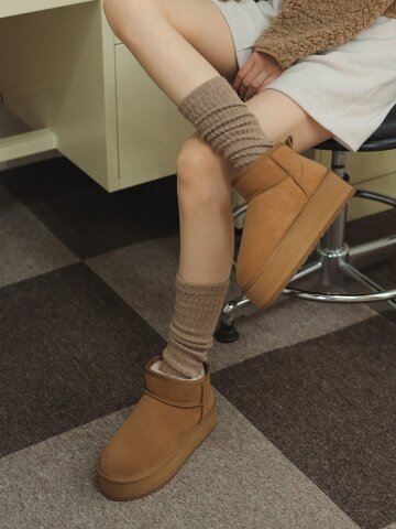 ljh022-1 Fur Platform Short Boots - 2 Colors