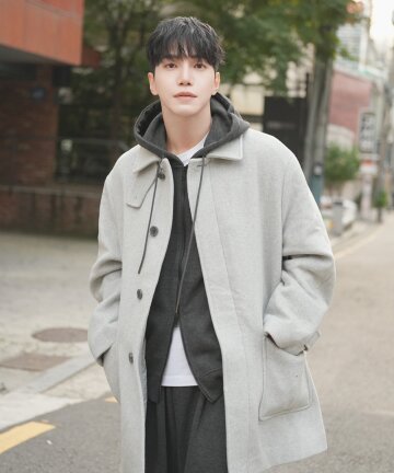 남녀공용 세미오버 하프 발마칸 코트 (L-M-GREY) (HBAHCA2)