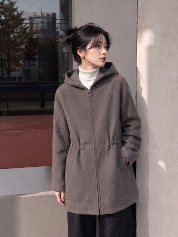 울 블렌드 집업 하프코트 