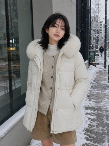 폭스퍼 슬림핏 구스다운 점퍼 