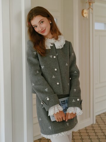 Cest_Ribbon embroidery wool jacket
